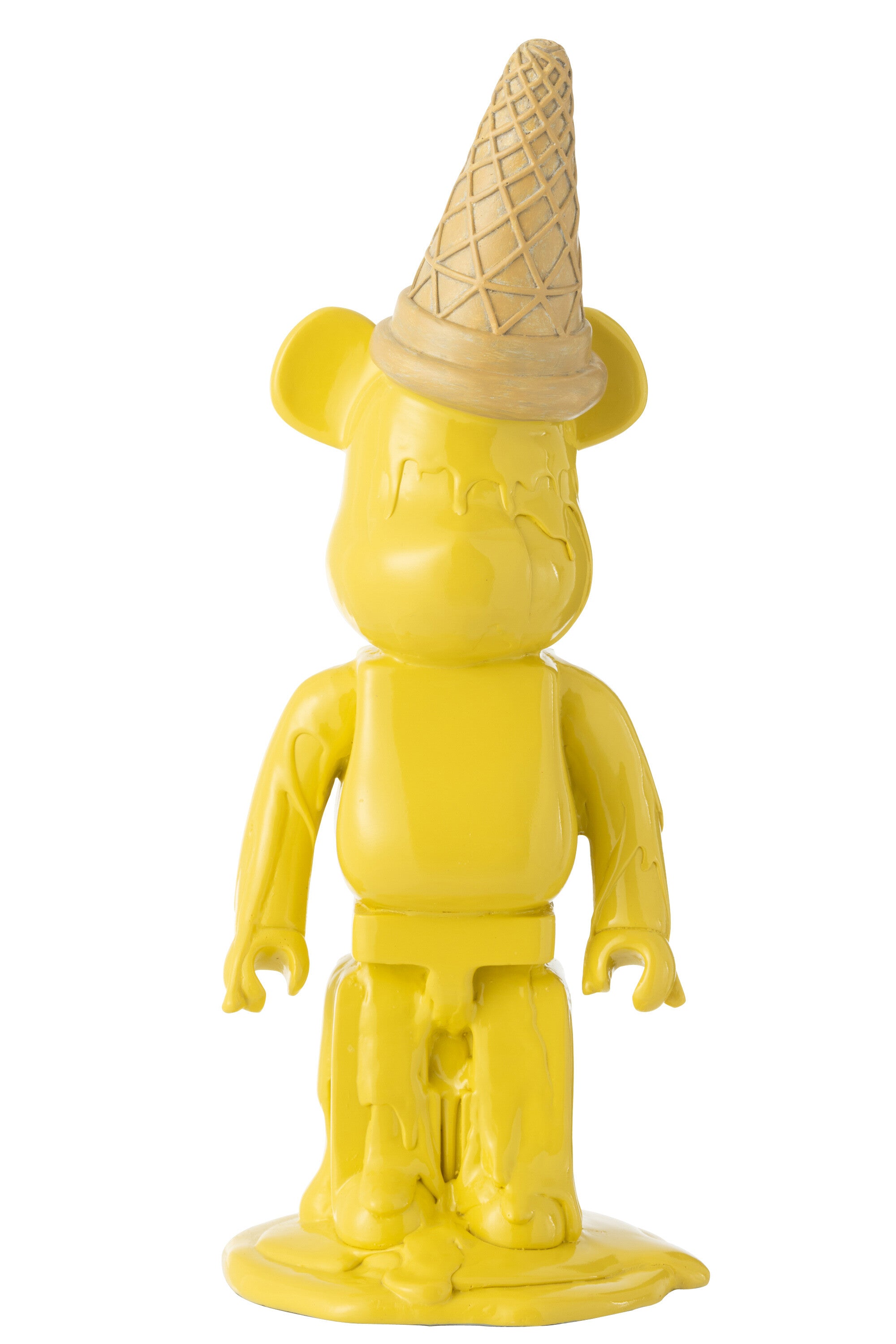 Dekofigur Bär mit Eistüte – Pop-Art Skulptur in Gelb Höhe 39,5cm