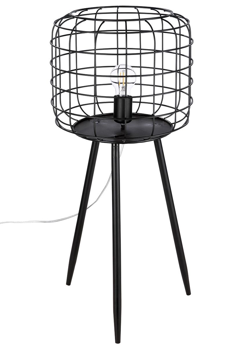 Elegante Metall Bodenlampe 'Basket' in Mattschwarz – Modernes Design, 70 cm