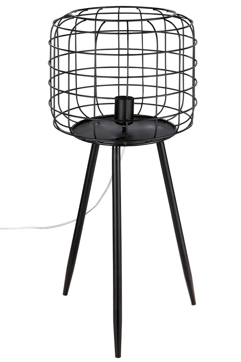 Elegante Metall Bodenlampe 'Basket' in Mattschwarz – Modernes Design, 70 cm