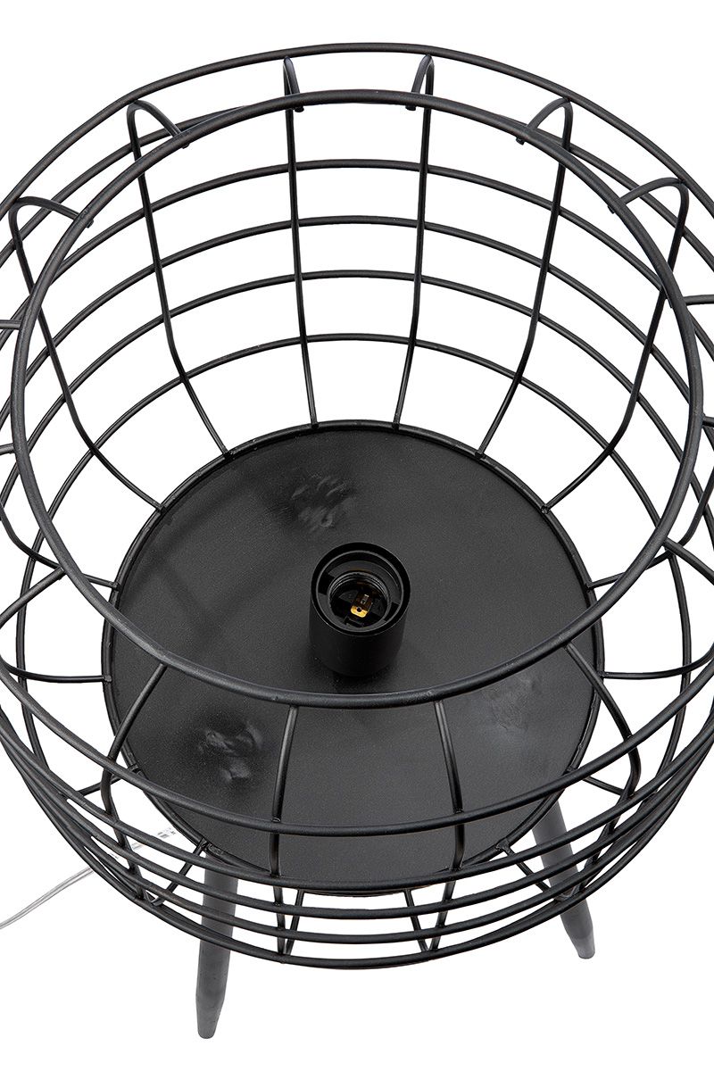 Elegante Metall Bodenlampe 'Basket' in Mattschwarz – Modernes Design, 70 cm