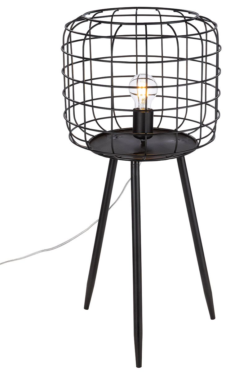 Elegante Metall Bodenlampe 'Basket' in Mattschwarz – Modernes Design, 70 cm