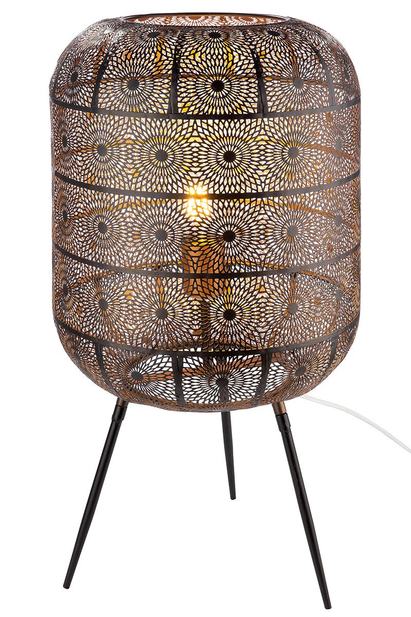 Menara Bodenlampe in Schwarz Gold – Orientalisches Design, Zwei Größen