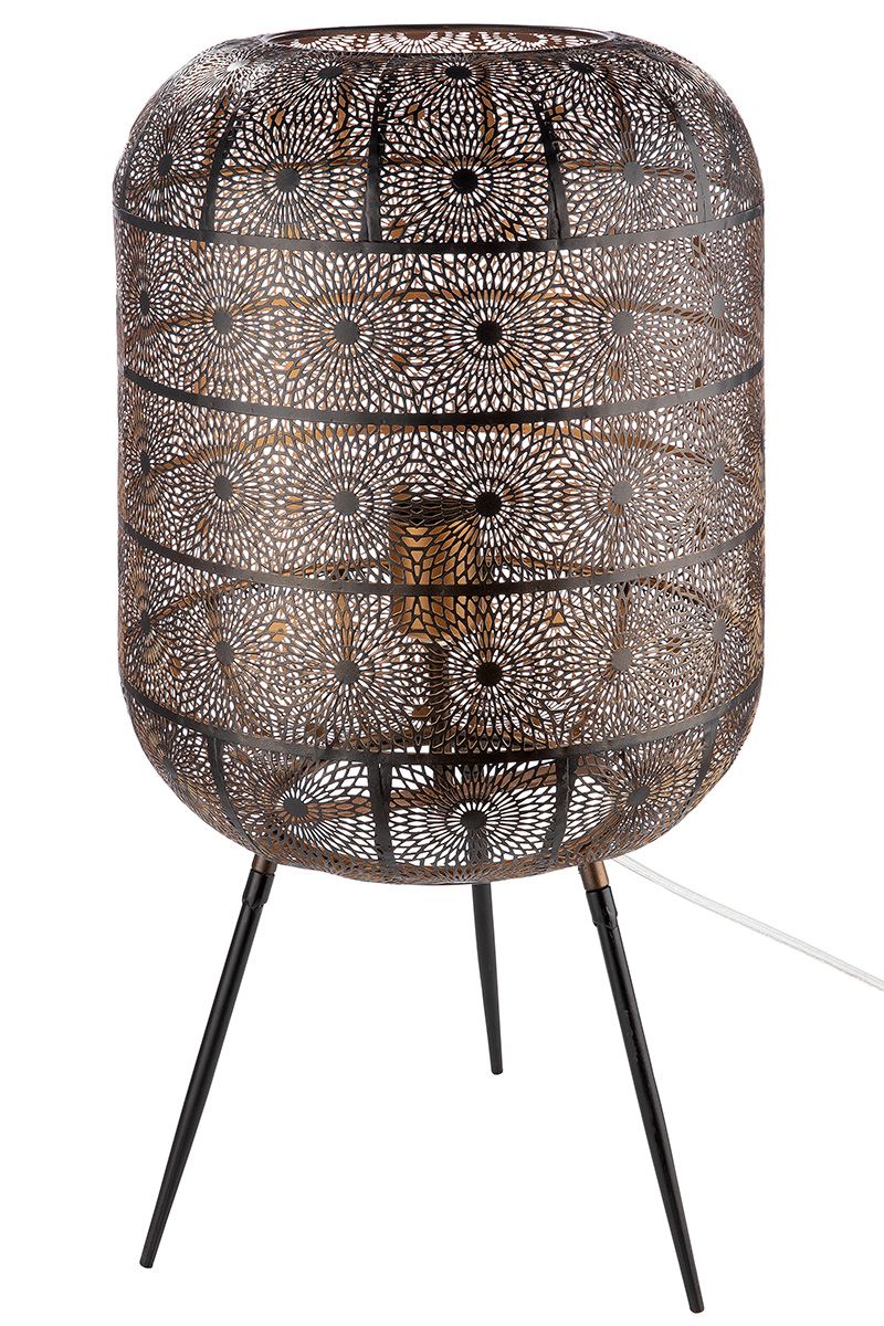 Menara Bodenlampe in Schwarz Gold – Orientalisches Design, Zwei Größen