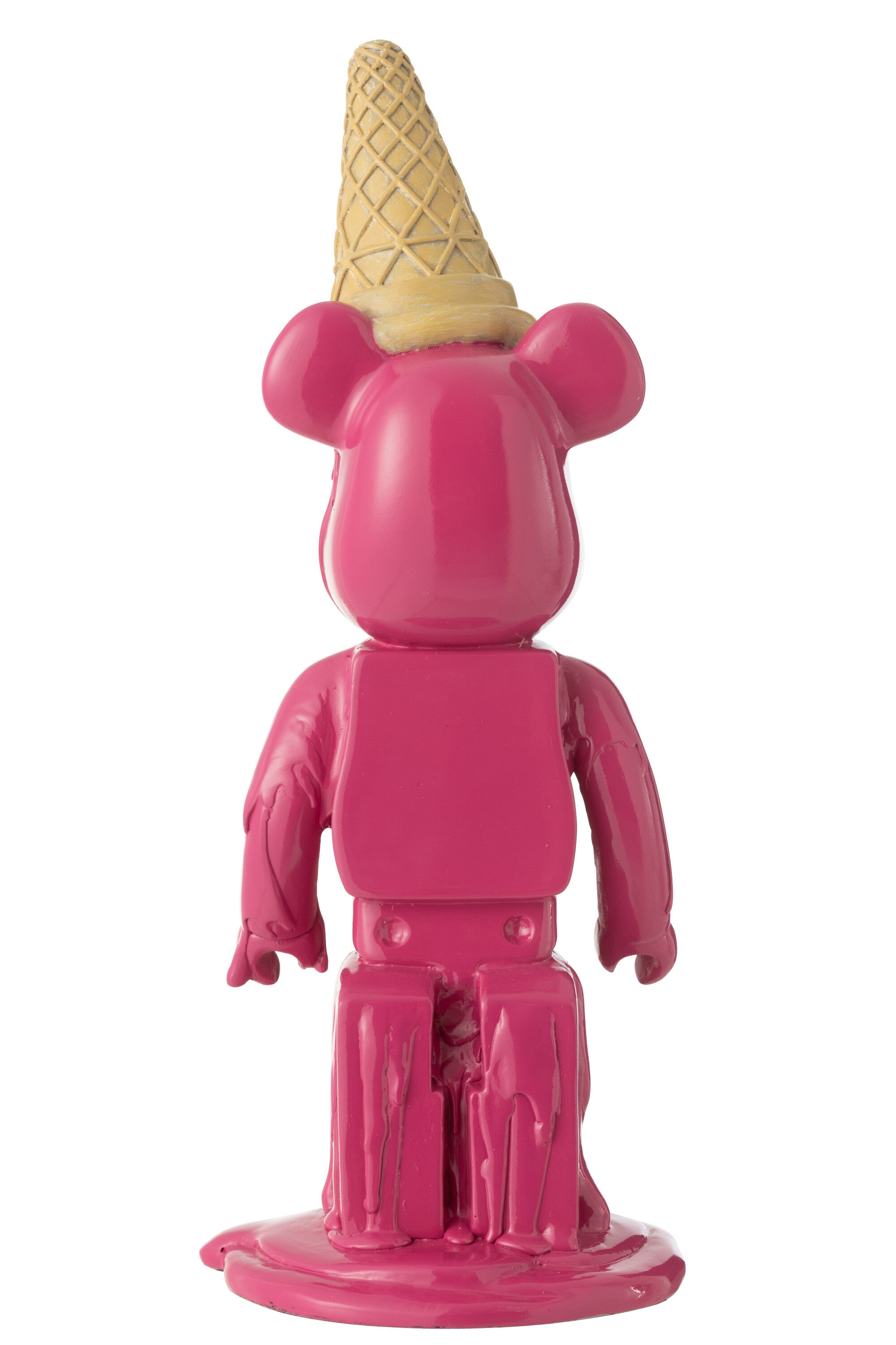 Dekofigur Bär mit Eistüte – Pop-Art Skulptur in Pink Höhe 39,5cm