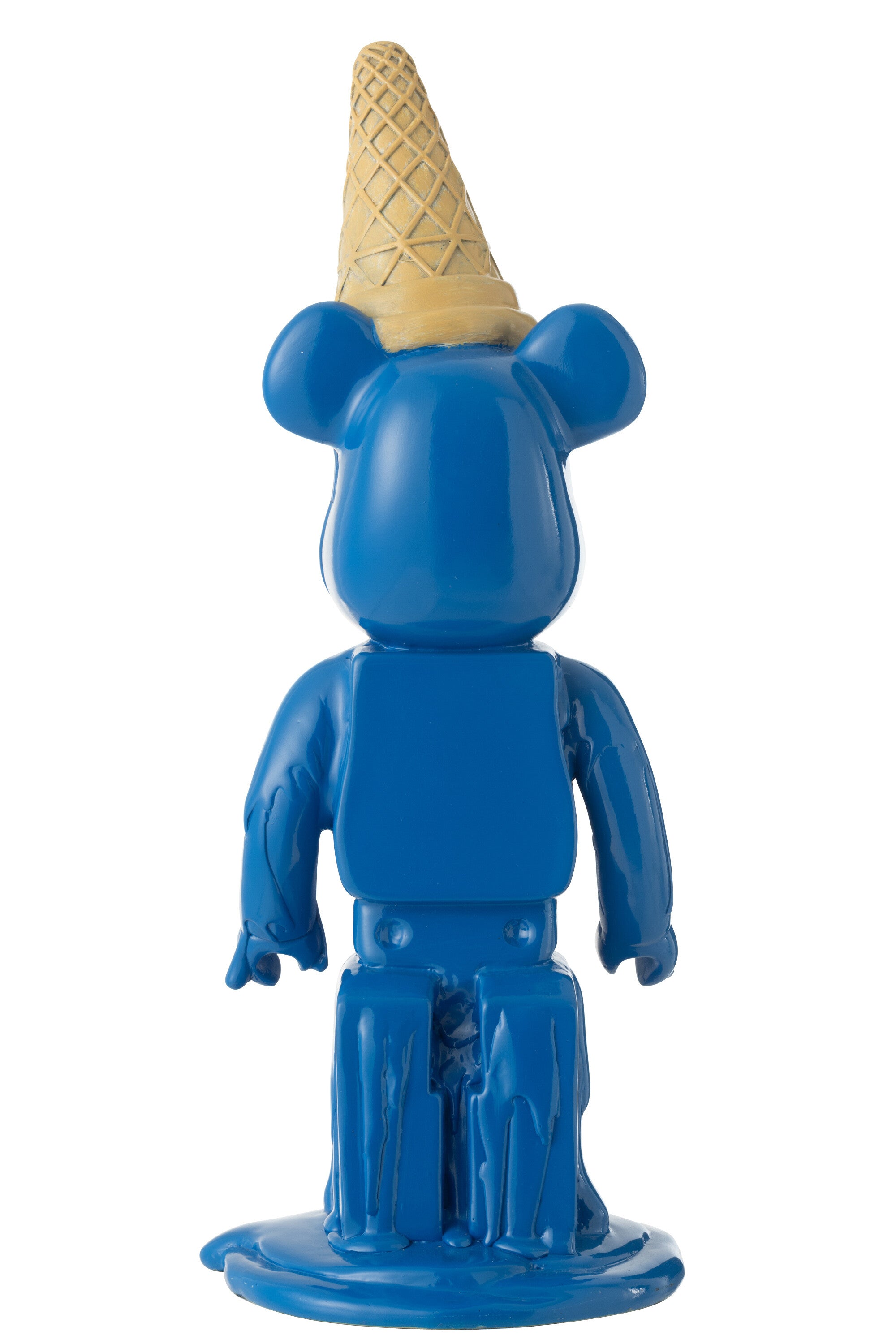 Dekofigur Bär mit Eistüte – Pop-Art Skulptur in Blau Höhe 39,5cm