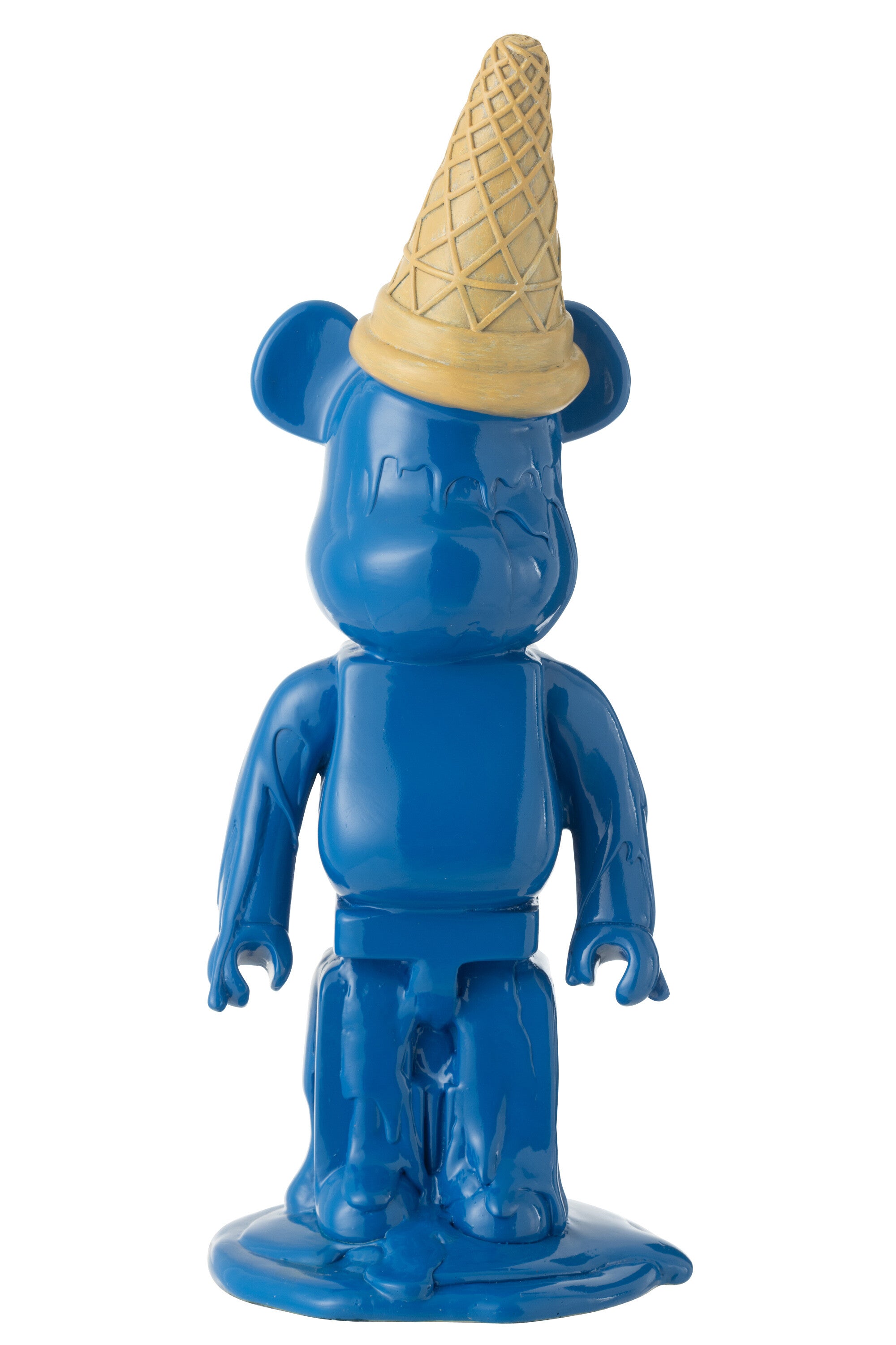 Dekofigur Bär mit Eistüte – Pop-Art Skulptur in Blau Höhe 39,5cm
