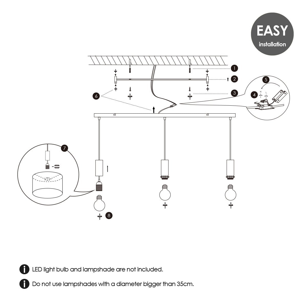 Pendant lamp Pendel Xxl 98/9.5/137.5 cm – Black