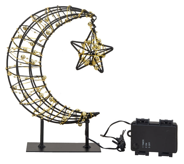 LunaStar LED light - decorative moon with star garden decoration