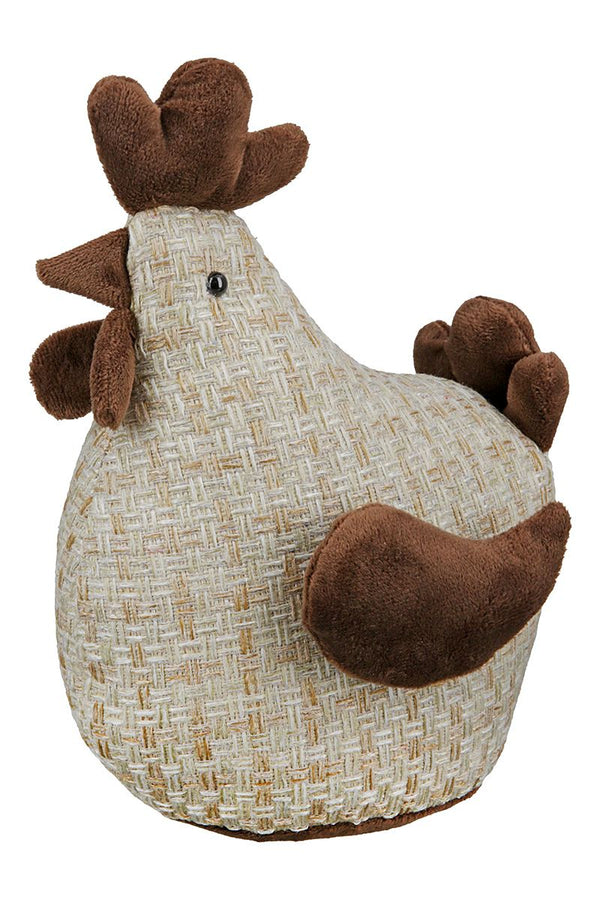 Set of 2 Textile Crazy Chicken Door Stops Rope in Brown/Beige - Practical fun for every door