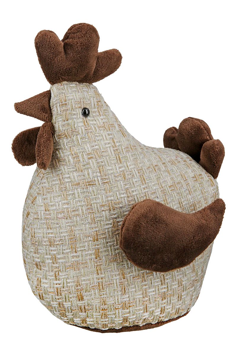 Charmante Türstopper "Huhn" aus gewebtem Textil in Beige, 100% Polyester mit Sandfüllung