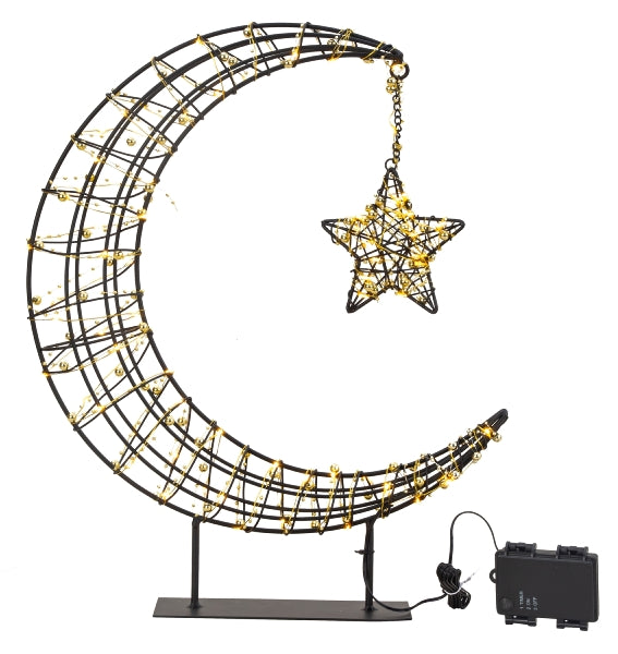 XXL LunaStar LED Leuchte - Wetterfeste Deko Mond mit Stern Garten Dekoration
