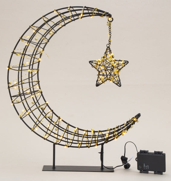 XXL LunaStar LED light - weatherproof decorative moon with star garden decoration