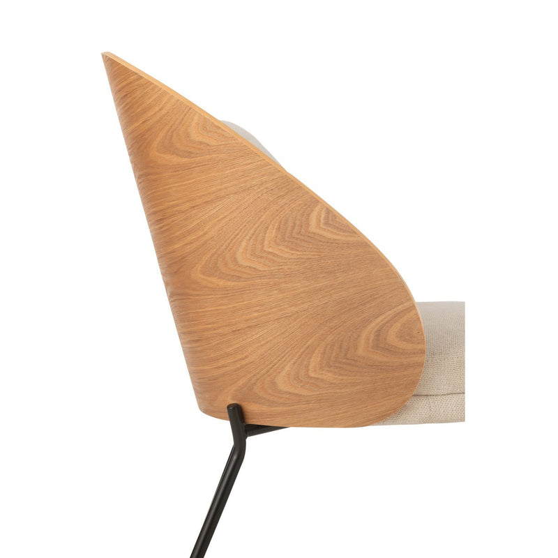 Lone lounge chair made of wood and metal in natural beige – stylish and comfortable