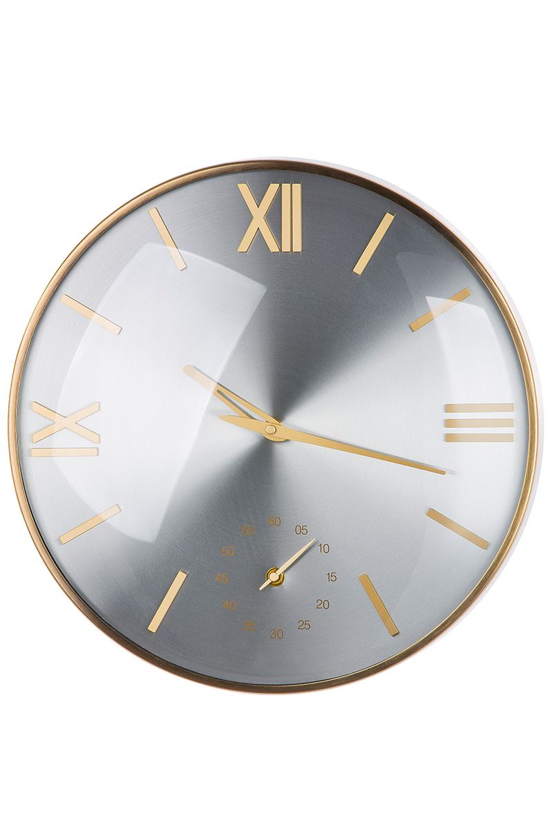 Moderne Metall Wanduhr Bicolor in Champagner und Silber