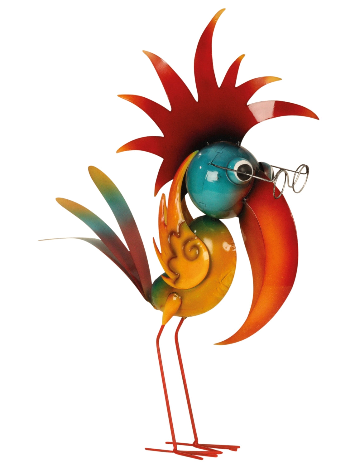 Gartendeko Metall Vogel bunt stehend Arvilo 57 cm