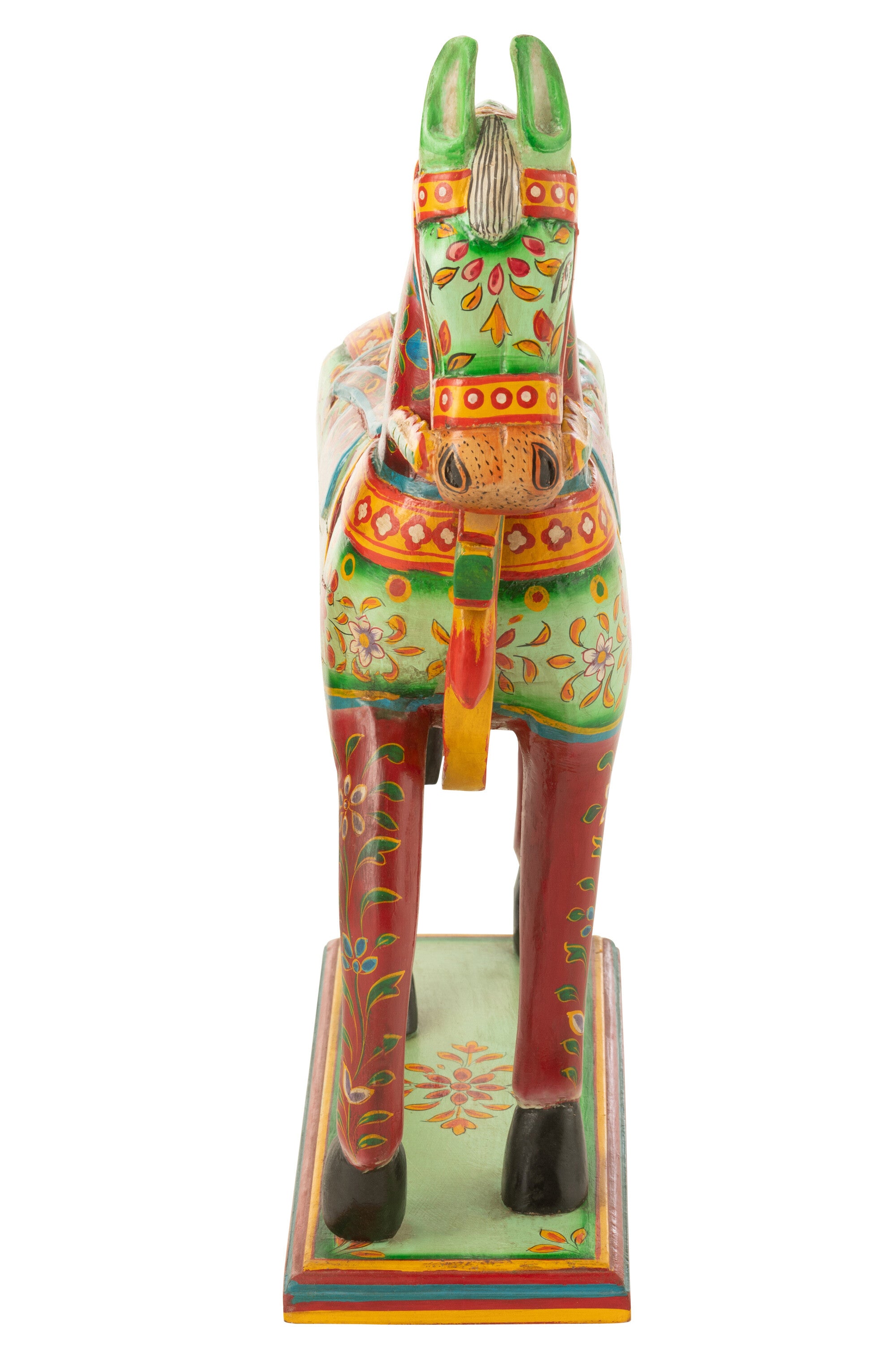 Handbemalte Pferde-Skulptur Mumbai – Exotisches Kunstwerk aus Mango-Holz