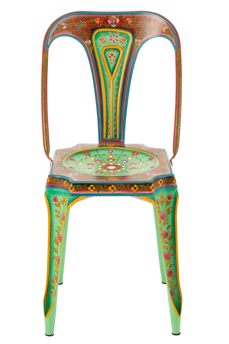 Handbemalter Metallstuhl Mumbai – Exotisches Design mit kunstvollen Mustern