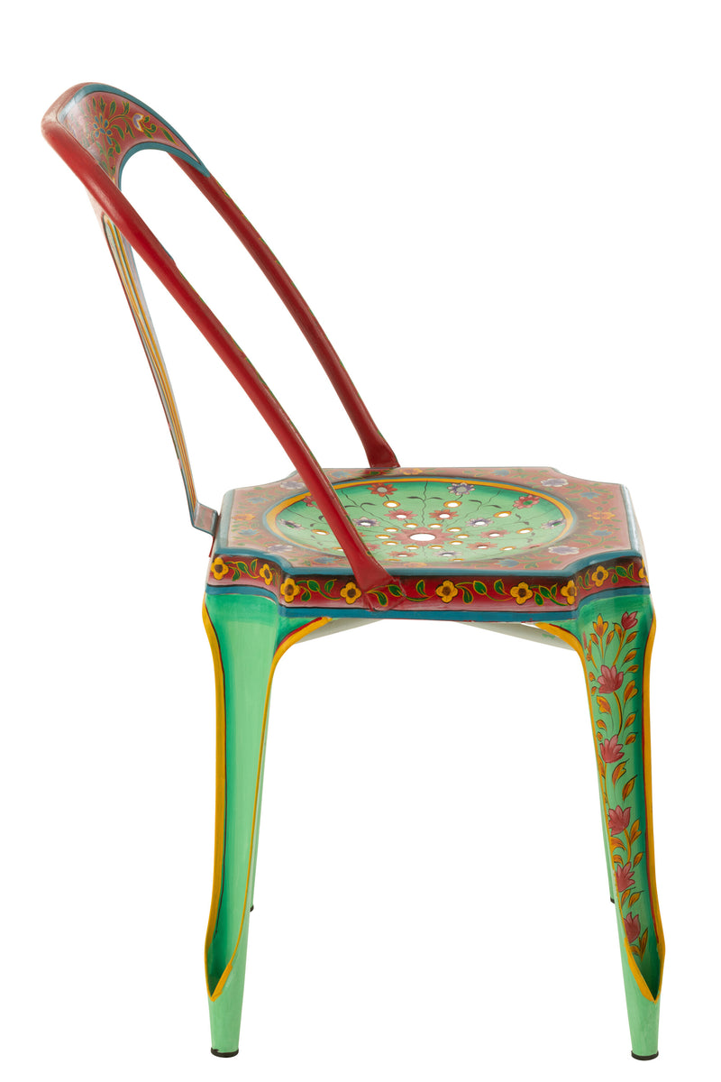 Handbemalter Metallstuhl Mumbai – Exotisches Design mit kunstvollen Mustern