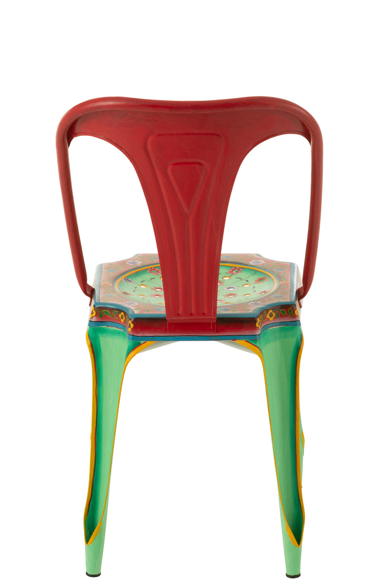 Handbemalter Metallstuhl Mumbai – Exotisches Design mit kunstvollen Mustern