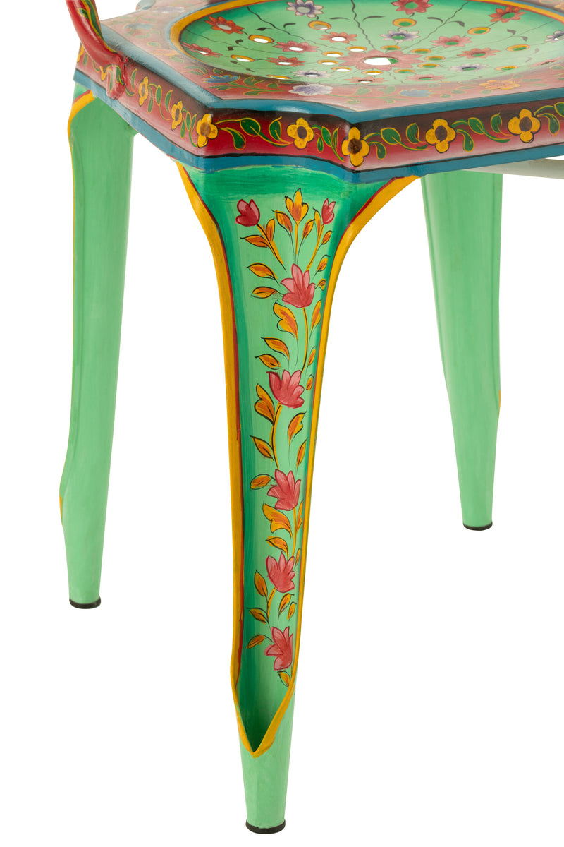 Handbemalter Metallstuhl Mumbai – Exotisches Design mit kunstvollen Mustern