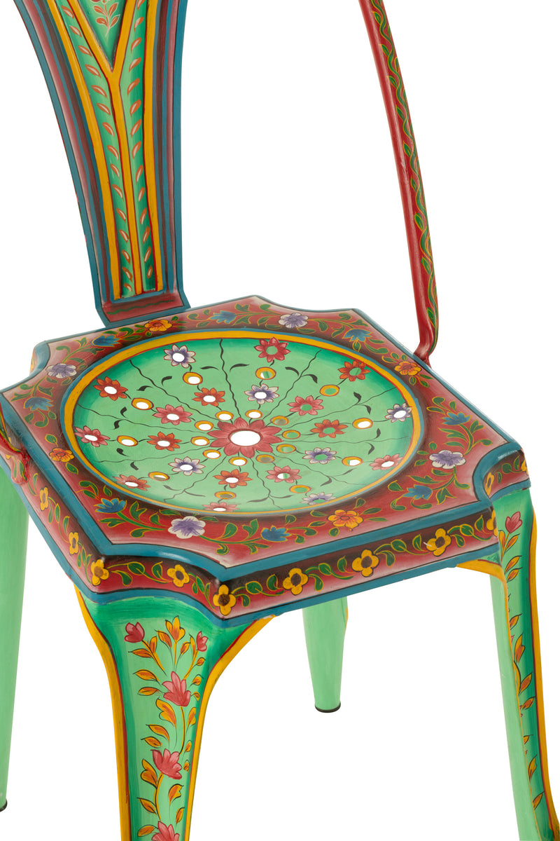 Handbemalter Metallstuhl Mumbai – Exotisches Design mit kunstvollen Mustern