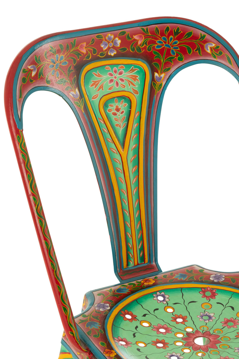 Handbemalter Metallstuhl Mumbai – Exotisches Design mit kunstvollen Mustern