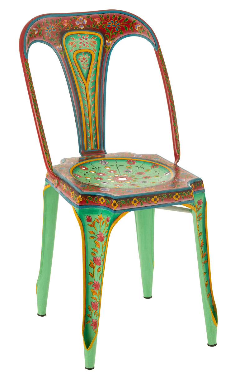 Handbemalter Metallstuhl Mumbai – Exotisches Design mit kunstvollen Mustern