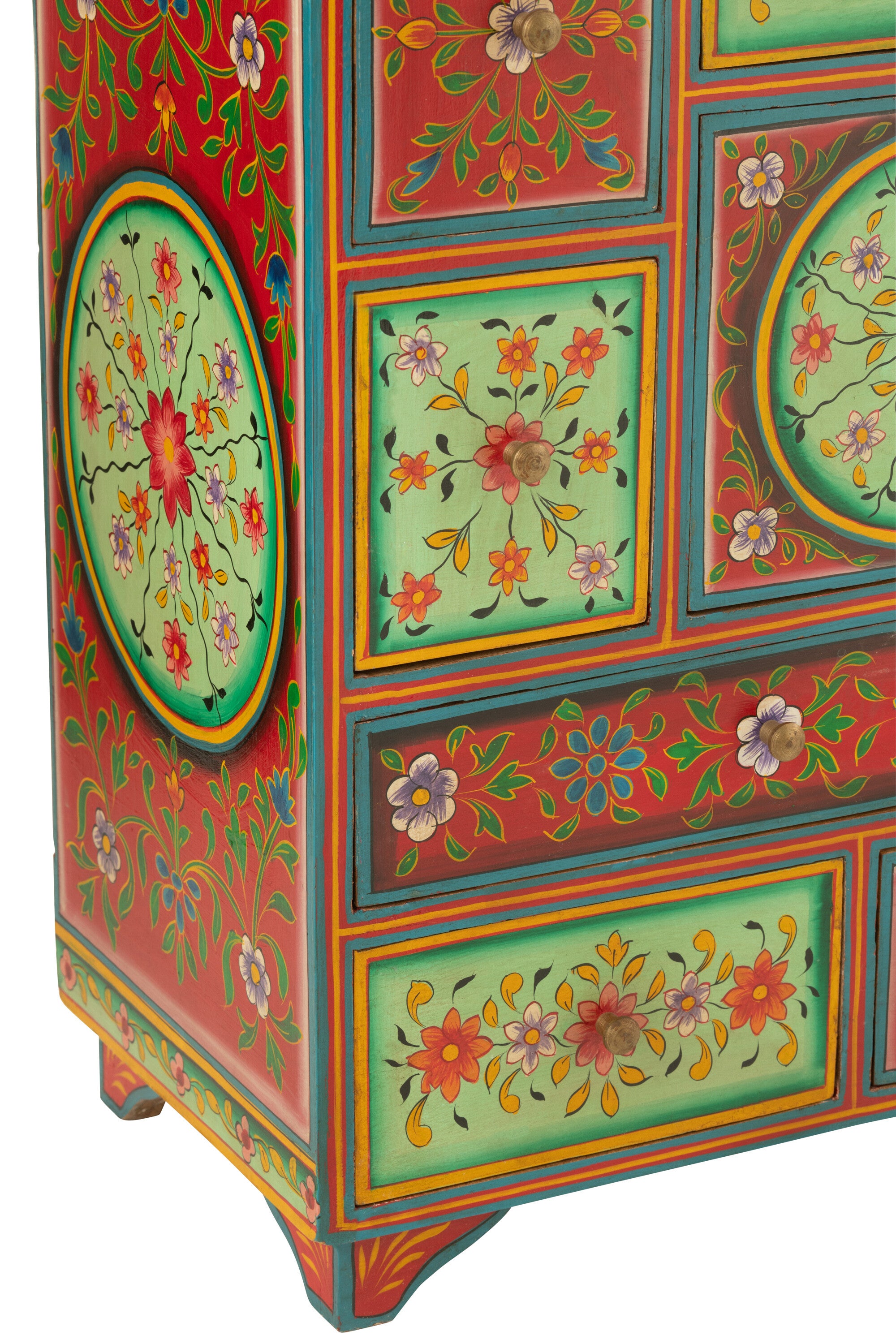 Mumbai cabinet with 7 drawers – Hand-painted unique piece made of mango wood