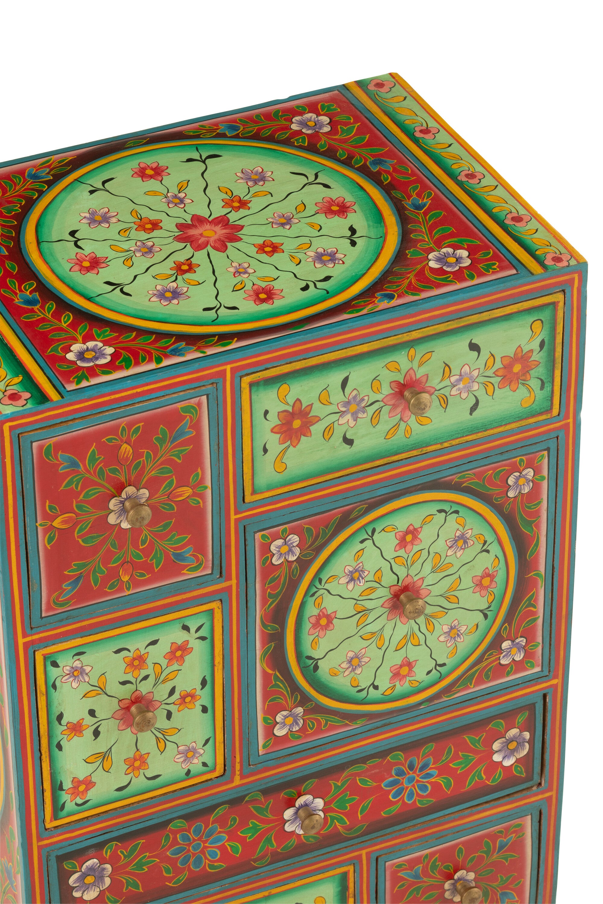 Mumbai cabinet with 7 drawers – Hand-painted unique piece made of mango wood