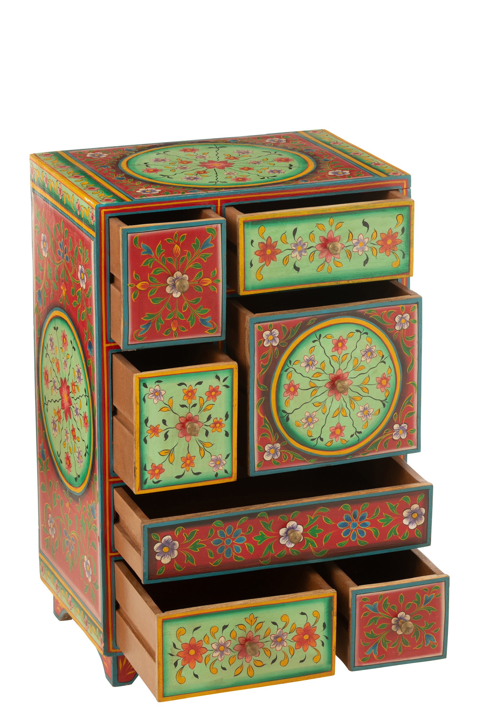 Mumbai cabinet with 7 drawers – Hand-painted unique piece made of mango wood