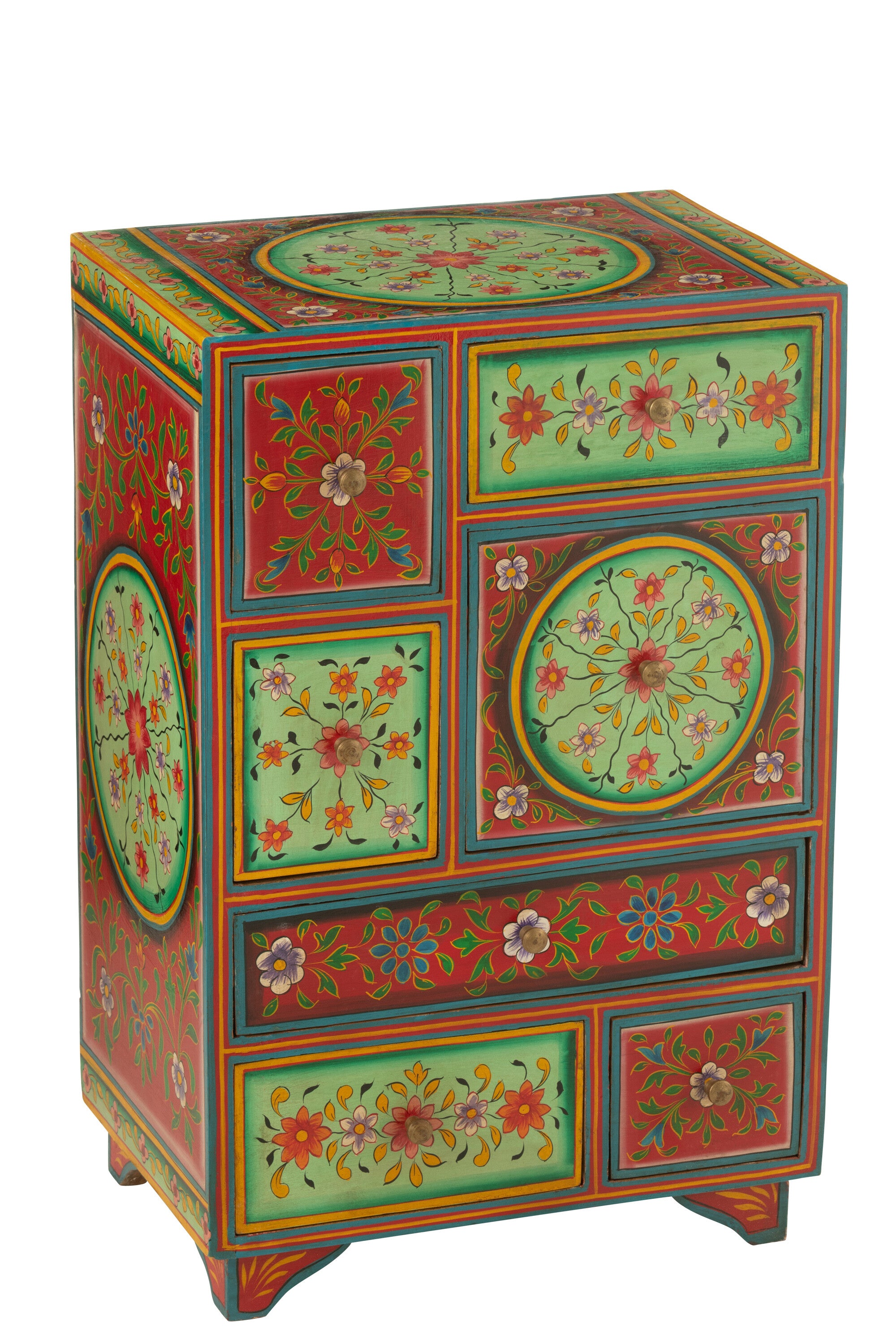 Mumbai cabinet with 7 drawers – Hand-painted unique piece made of mango wood