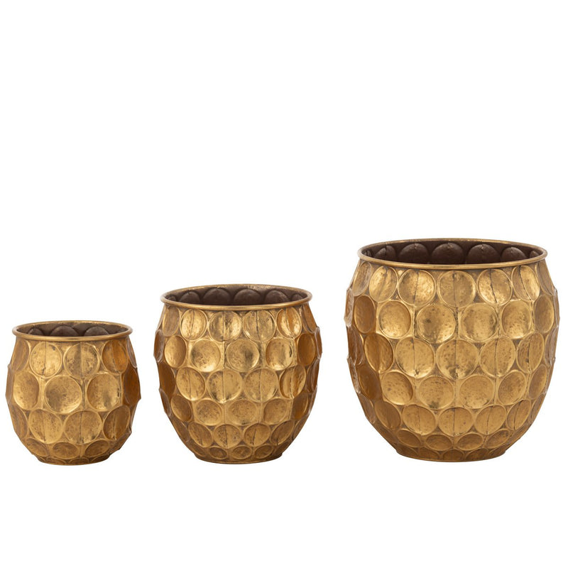 Set of 3 golden Dalton metal planters, decorative and stylish