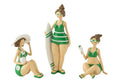 Dekofiguren Sunny Girls 3er Set Bunt Badefiguren Sitzend 18 cm