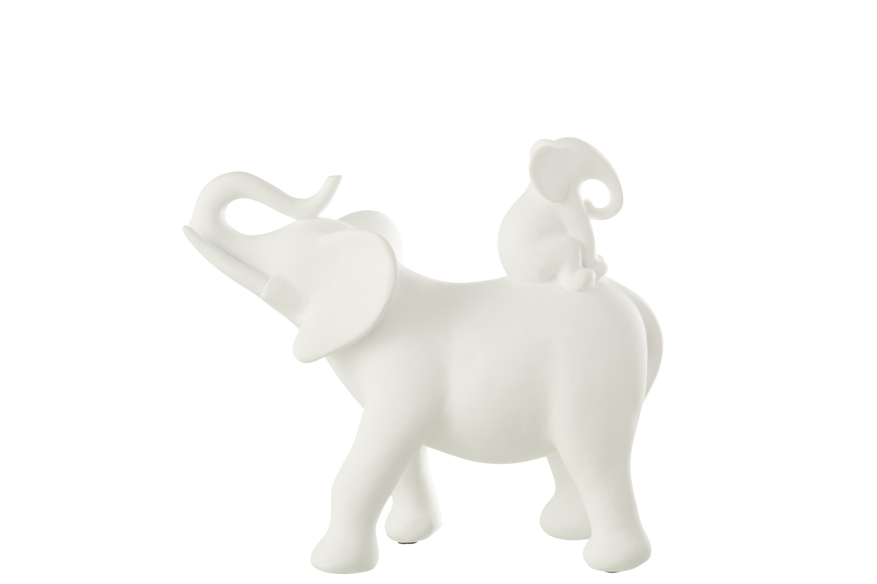 Deko Elefant Mit Baby Polyresin Weiß