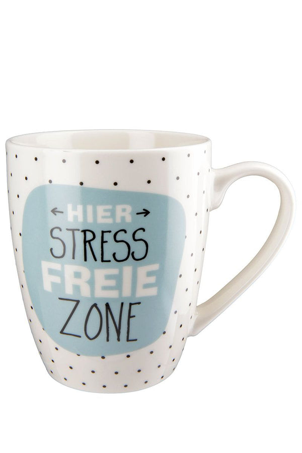 Stressfreie Zone - 6er Set Porzellan Tassen in Blau und Schwarz, Knochenporzellan, 360 ml