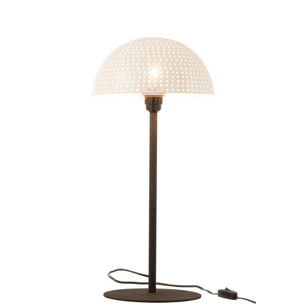 Table lamp mushroom shape metal black white 59cm 25W