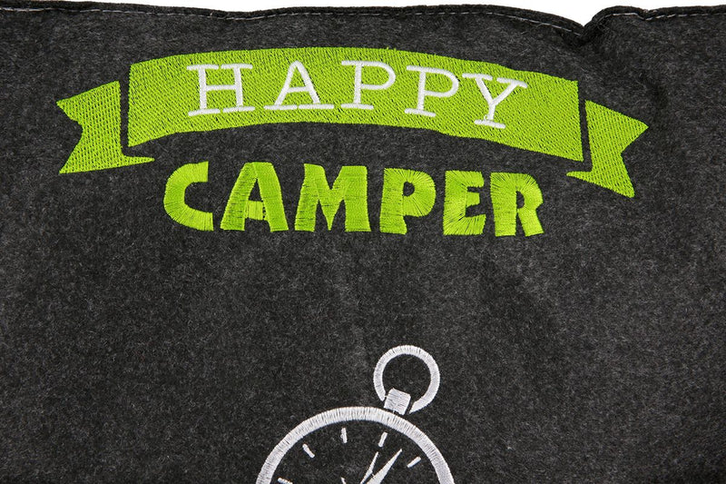 Felt camper pillow in light grey/dark gray - practical pillow with embroidery for the real camping lover
