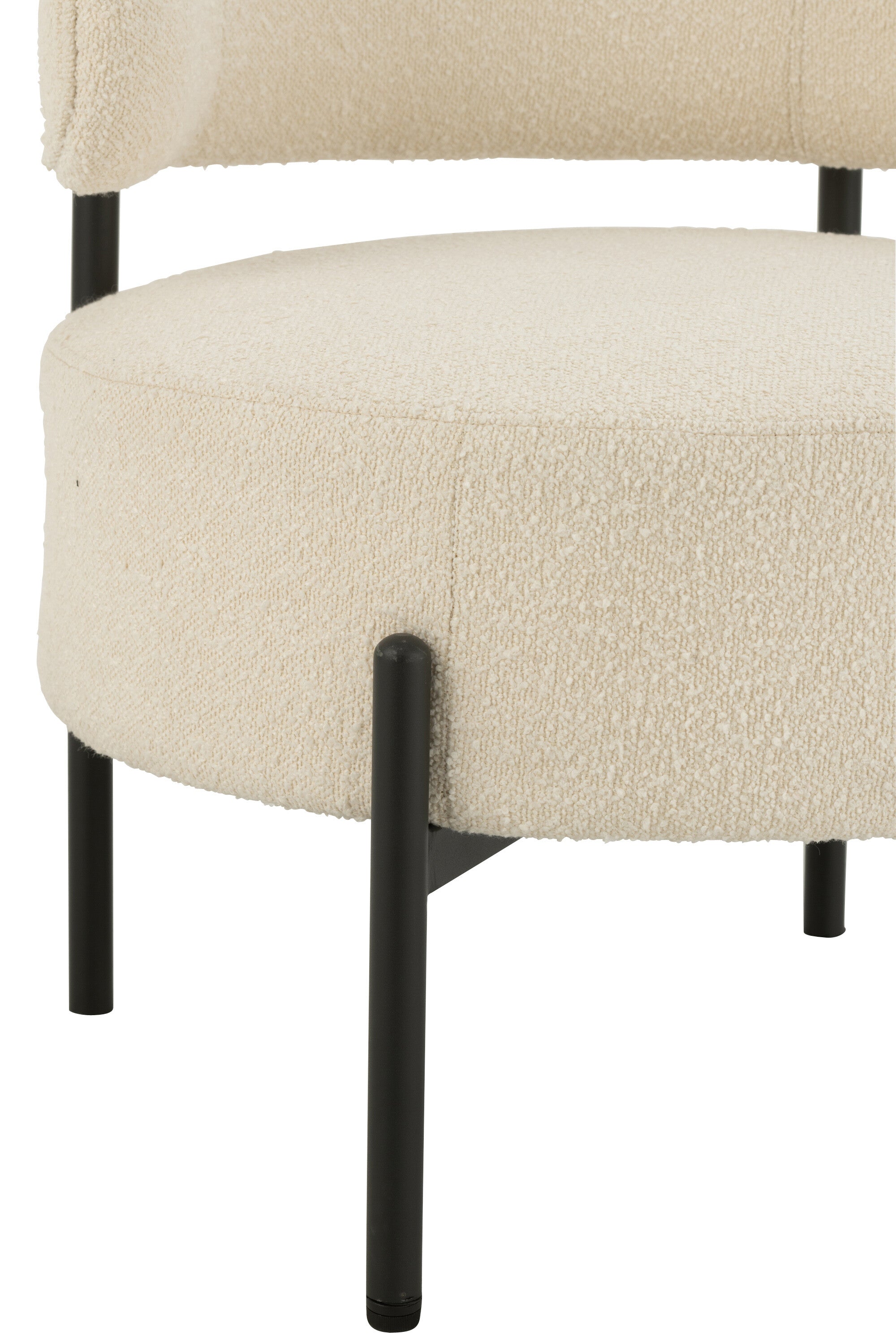 Lounge stoel Bouclé Wit met zwart metalen frame - Moderne elegantie
