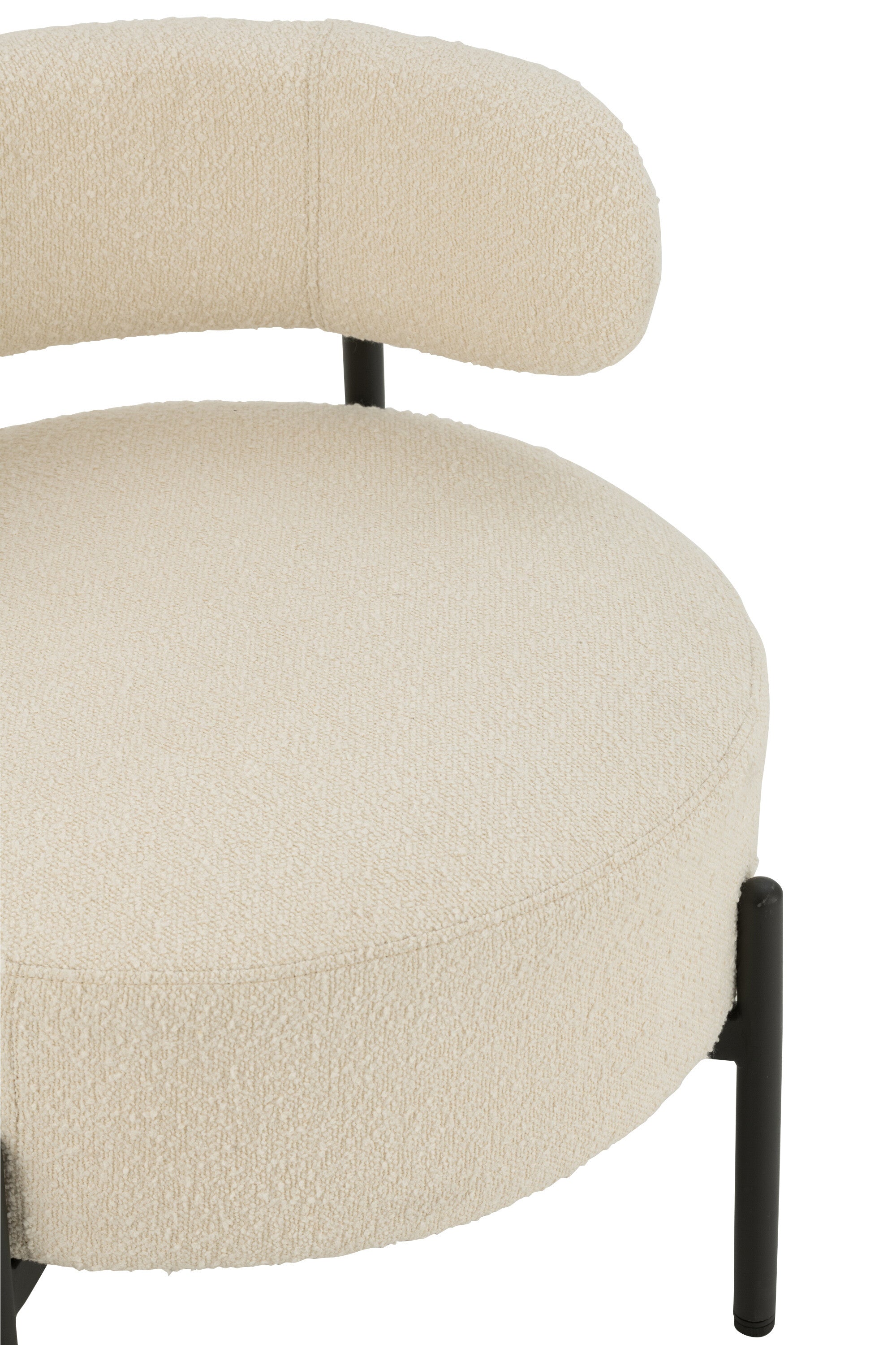 Lounge stoel Bouclé Wit met zwart metalen frame - Moderne elegantie