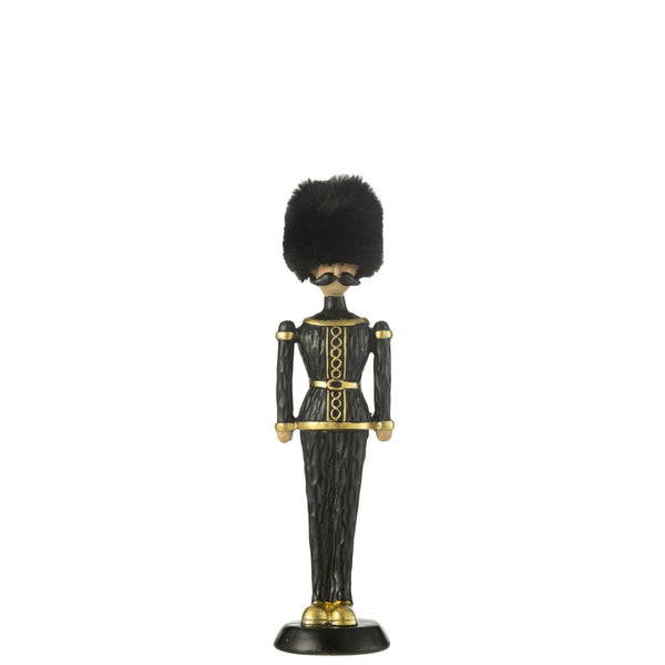 Schwarzer Nussknacker mit Fellhut – 25 cm Polyresin Dekorationsfigur