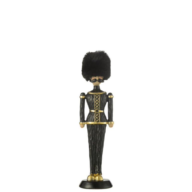 Schwarzer Nussknacker mit Fellhut – 25 cm Polyresin Dekorationsfigur