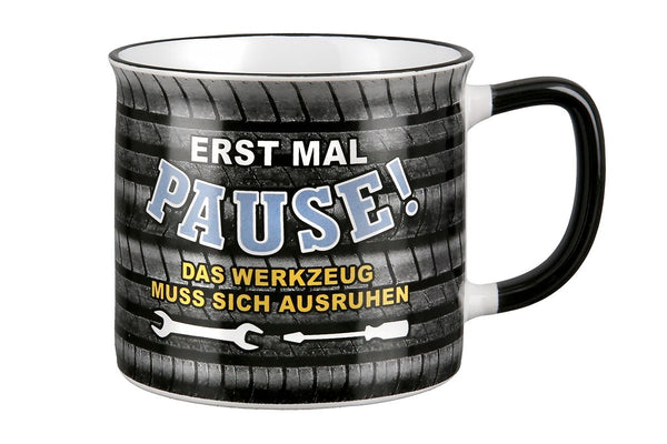 Pause - Set of 6 ceramic cups for screwdrivers, enamel design in black/yellow/blue, 390 ml