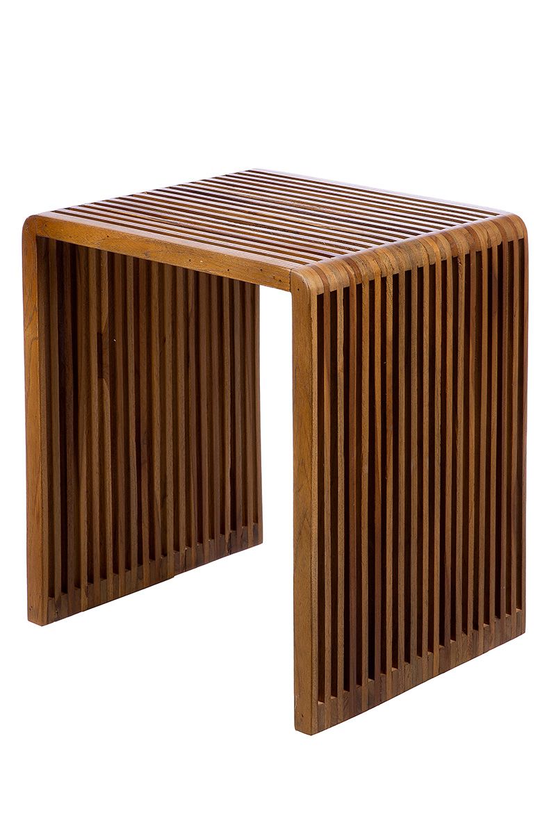 Wooden coffee table set Cali - set of 3 side tables made of teak wood with slotted design