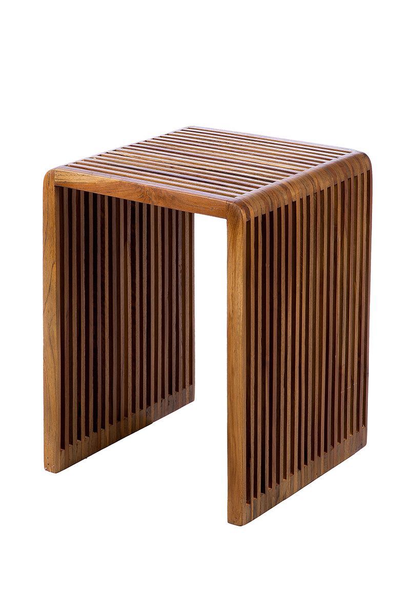 Wooden coffee table set Cali - set of 3 side tables made of teak wood with slotted design