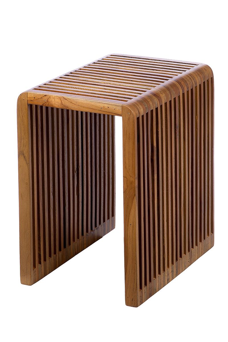 Wooden coffee table set Cali - set of 3 side tables made of teak wood with slotted design