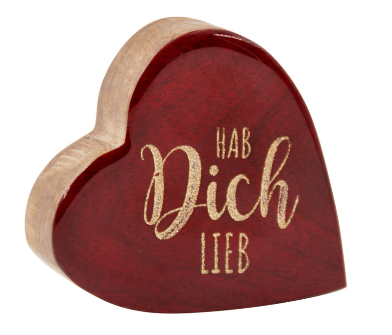 Herzdeko aus Holz Hab dich lieb – Romantische Deko in Rot 9,5cm