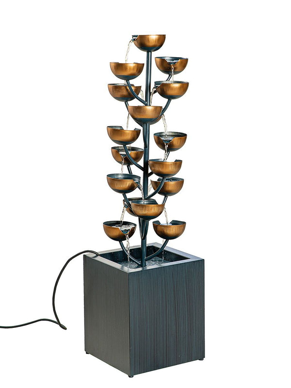 Fontein metaal zink blauw goud 17 kommen 95 cm