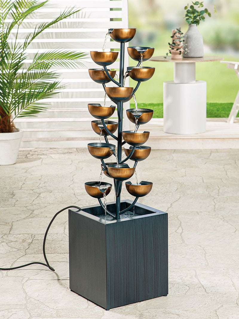 Fountain Metal Zinc Blue Gold 17 Bowls 95 cm