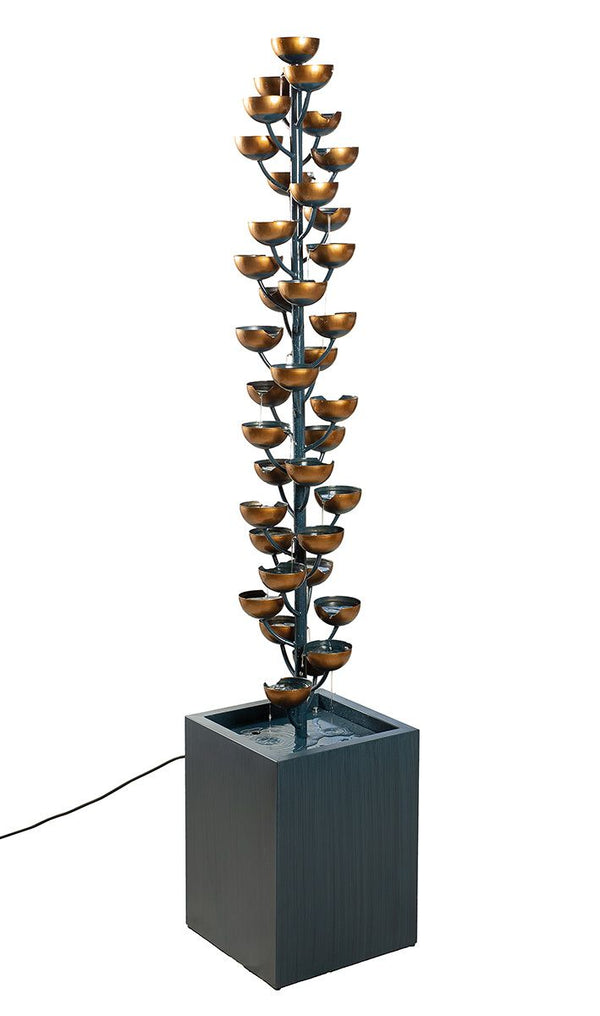 Exquisite Kupfer-Schalen-Brunnen - Handgefertigter Metall Zink Brunnen mit 36 Schalen für ein beeindruckendes Wasserspiel