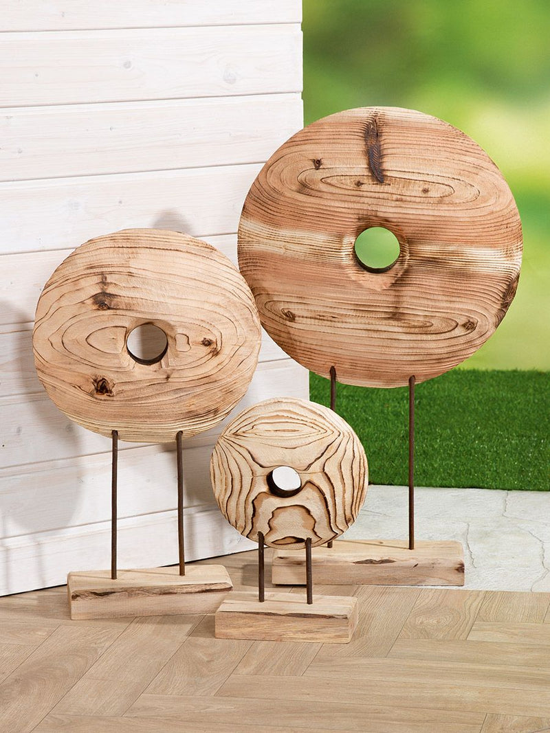 Vielseitige Eleganz 'Taxon' 2er-Set oder 4er Set Runde Holzskulpturen in Drei Größen